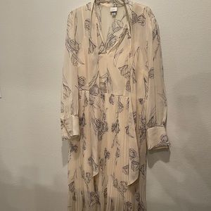 A New Day Sheer Cream Colored Floral Long Dress